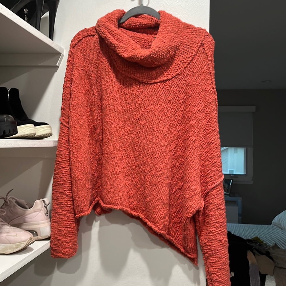 Orange free people sweater size m
